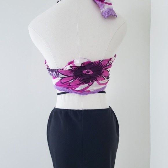 Vintage y2k low cut midi skirt waist tie ruched gathered classic basic - Picture 11 of 14